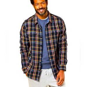 Outerknown Blanket Shirt True Black Rainbow Plaid Medium